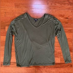 Express olive green long sleeve shirt size xs